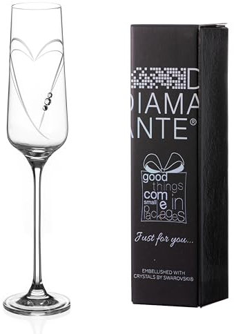 DIAMANTE Champagne Flute Crystal Prosecco Glass - Just for You - Hearts - Gift Ready Single Champage Flute with Swarovski Crystals and Present Box (1122.411.00) - Valentine's Day Mother's Day