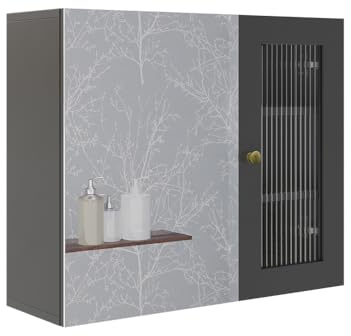 Vicco Badspiegelschrank Malte, Grau, 60 x 50 cm | mit Spiegel, zur Aufbewahrung von Badutensilien und kombinierbar mit Malte