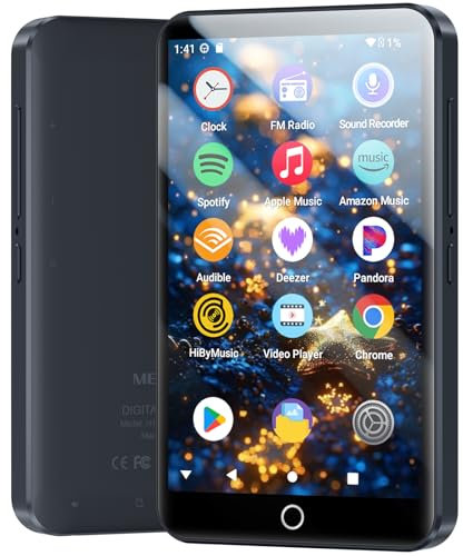 160GB MP3 Player Spotify mit WiFi Bluetooth, 4 Zoll Touchscreen, Android 13 MP4 Player, Audible Compatible, FM Radio, Amazon Music, Deezer, Pandora, Play Store