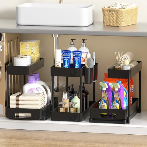 Cinnani 3 Stück Unterschrank Organizer küchenschrank,2 Etagen Spülschrank Organizer