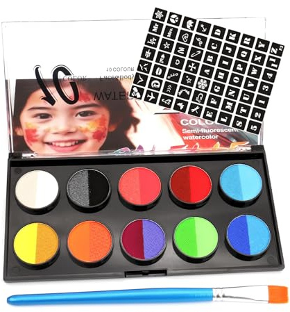 ​​Kit Peinture Visage Enfant， Maquillage Lavable 20 Couleurs， Sécuritaire et Non Toxique， Idéal pour Carnaval, Halloween et Théâtre， Peinture Corps Enfant​​
