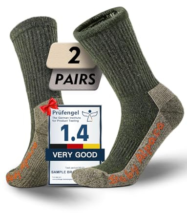 Juclise Alpaca Wool Warm Hiking Socks Heavyweight, Winter Crew Calf Work Boot Socks Thick Thermal Fleece Moisture Wicking Anti Blister Cushioned Hunting Skiing Camping Merino (Olive M)