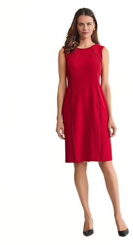 Kasper Women's Sleeveless Sheath Dress with Corded Piping Detail