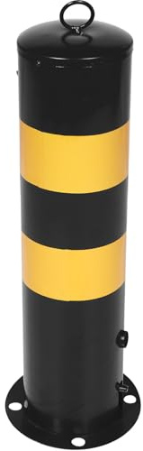 FELTECHELECTR Poteau de Sécurité Acier Renforcé Noir et Jaune Barrière de Protection Routière Résistante Aux Chocs pour Entrées et Parkings Poteau de Signalisation et Anti-oxydation