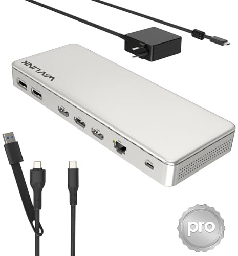 WAVLINK Dockingstation für 3 Monitore, SM770 Docking mit Triple HDMI, Dual DP, 120W PD Eingang, 10Gbps USB A&C, 2,5G Ethernet, kompatibel mit Intel Mac, SMI-Treiber & Host USB3.2Gen2 erforderlich