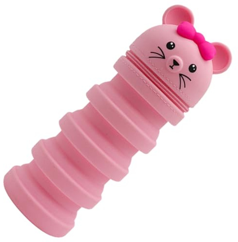 OATIPHO Federmäppchen als Schreibwaren Organizer Leichtes und Tragbares in Rattenform Silikon in Rosa Stifteetui und Stifthalter für Schüler