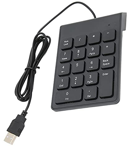 Mini Teclado Numérico USB con Cable PC, Ordenadores Portátiles de Escritorio, Silencioso y Cómodo, 18 Teclas, Color Negro