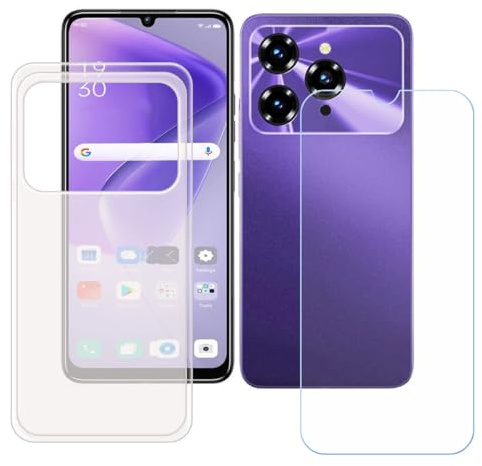 BMPNLSZ Funda para Oukitel C6 Screen Protector, Translúcido Suave Silicona TPU Canica Carcasa Caso Case + Cristal Templado Film Vidrio (6,8)