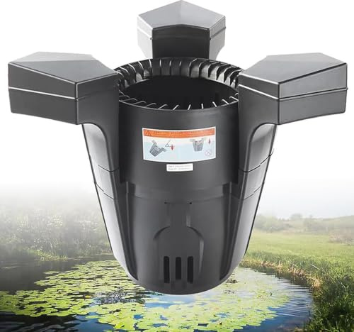 Écumeur Flottant pour Bassin avec Pompe d’Aération, Skimmer de Surface Automatique pour Poisson Carpe Koï, 43W/70W Filtre Élimination de Feuilles Algues, Câble 10m, Jardin Aquatique 43W