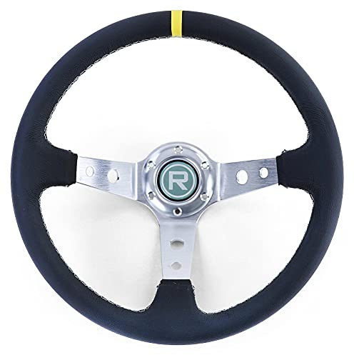 Sportlenkrad geschüsselt TYP 2 Echt Leder Alu Schwarz 350mm für Momo Sparco