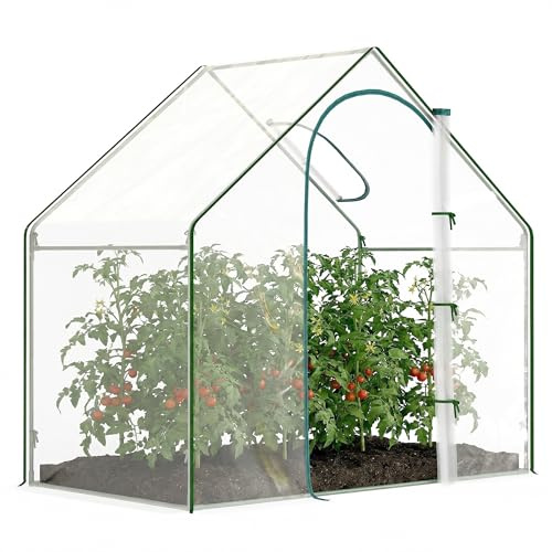 Outsunny Serre de Jardin PVC, Serre de Balcon, bâche renforcée, châssis en Acier, Porte zippée Enroulable, pour légumes Plantes, intérieur et extérieur, 180 x 100 x 168 cm, Transparent Vert
