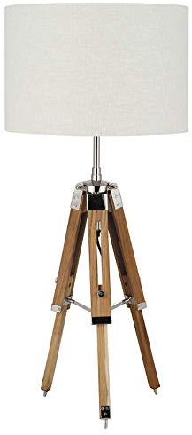 Base de lámpara de mesa con trípode de madera, natural (sin pantalla)