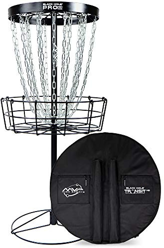 MVP Disc Sports Black Hole Pro HD 24-Chain Portable Disc Golf Basket with Transit Bag