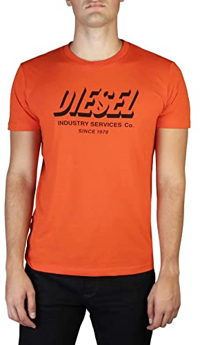 Diesel Mens Service Short Sleeve Crew Neck Tee T-Shirt Orange 3BI L