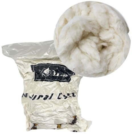 Bio Rohbaumwolle Batting Faser Naturweiß für Füllung (Rohbaumwolle 450g)