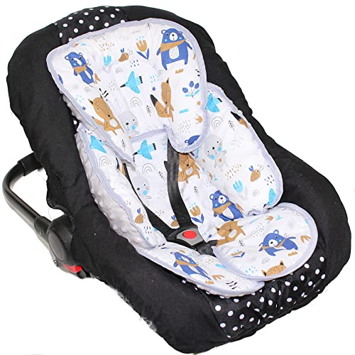 Primawela Sitzverkleinerer Minky - Baumwolle Baby Auto Kindersitz Babyschale Einlage Einsatz (Boho + Grau)
