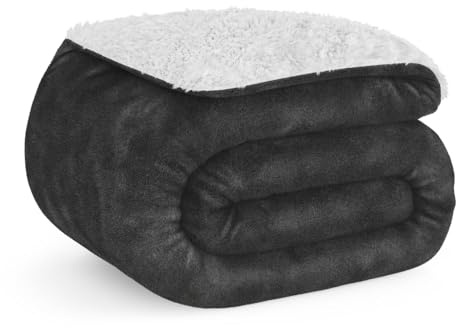 Don Descanso - Manta para Sofá Invierno Grande (150x200cm) Microfibra Suave, Cálida, Lavable a Máquina, Resistente a Las Arrugas. Manta Borreguito para Cama 90/105 o Sofá Gris Antracita