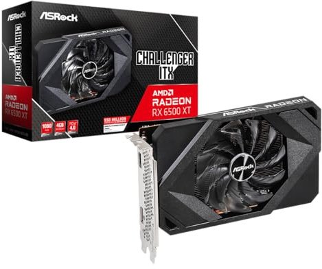 ASRock Radeon RX6500XT Challenger ITX 4GB GDDR6 Ray-Tracing Graphics Card, RDNA2, 1024 Streams, 2815 MHz Boost Noir