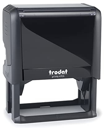 Trodat - Printy 4926 - Custom Stempel mit Wunschtext personalisieren, hier gleich online gestalten Gehäusefarbe Schwarz – Adresstempel - Firmenstempel - mit Wunschtext - 75x38 mm - 10 Zeilen