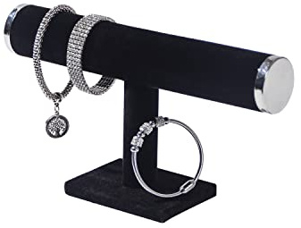 Ausalivan Armband Hållare, Armband Förvaring Organisatör, Smycken Display för Säljning, Klockställ (Armband Stativ Svart Sammet (Silver Metalllock))
