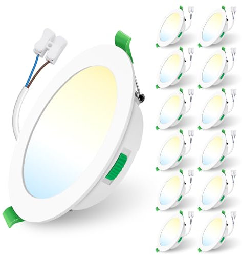 ALUSSO LIGHTING 12 Stück Einbaustrahler Led,10W 750 Lumen Led Einbaustrahler 230V Dimmbar,Deckenspots 3CCT 3000K 4000K 6500K Einstellbar Einbauleuchten,IP44 Deckenstrahler für Badezimmer,Küche,Weiß