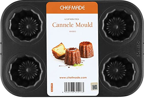 CHEFMADE Canele Cake Pan, Nonstick 6 Cavity Canele Muffin Bakeware
