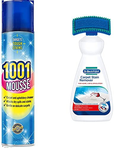 1001 Mousse Carpet and Upholstery Cleaner, Floral Scented Cleaner, 350 ml & Dr. Beckmann Carpet Stain Remover | Removes new and dried-in stains | includes applicator brush