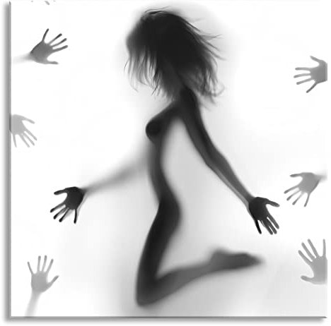 Pixxprint Glasbild, Wandbild auf Echtglas, Schatten einer Frau, 70x70 cm, inkl. Aufhängung und Abstandshalter