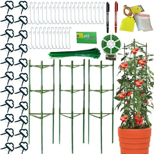 Fycooler Gabbie e supporti per piante - Obelisco da Giardino Pomodoro Gabbie,Garden Supporto Piante,Traliccio Support Rampicanti Piante,Bastoncini per Piante con Rivestimento(Tre Gruppo)-120CM