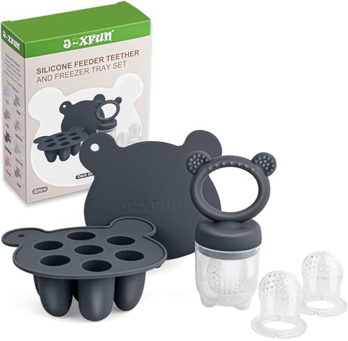 JEXFUN Frutta e mini congelatore per bambini, combinazione di vassoi per latte materno, silicone senza BPA, per un'alimentazione sicura dei bambini, 4 mesi +