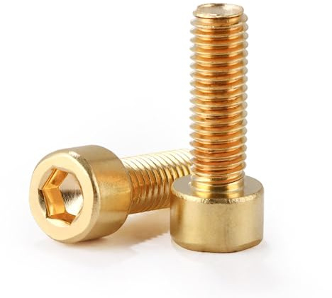 Foyoram Messing Innensechskantschraube M3 M4 M5 M6 M8 M10 Messing Innensechskant Kappe Kopfschrauben (20mm, M6 10stück)
