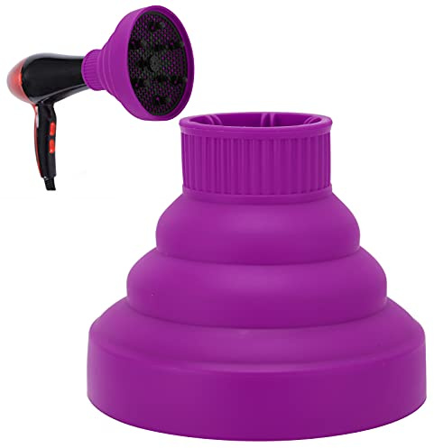 Portable Travel Hair Diffuser, Collapsible Hair Blow Dryer Diffuser with Dense Air Outlet for Curling (Purple)