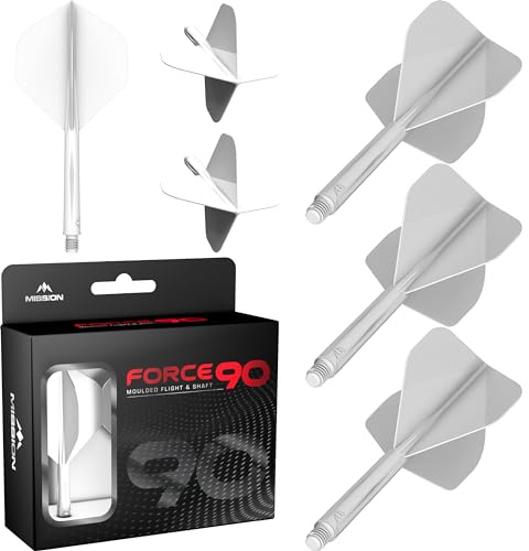 Mission Darts Force 90 | Integriertes präzisionsgeformtes Dart-Flight und Schaftsystem, 3 Stück, professionelle, langlebige 2-in-1 kombinierte Dart-Flights und Schäfte, Standard Nr. 2
