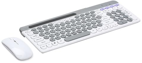 HUIOP Tastiera e mouse wireless doppia modalità Combo 2.4G BT5.0 tastiera a membrana BT a 3 canali che possono collegare quattro dispositivi Tastiera ricaricabile Connettività a due modalità Design