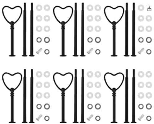 Nchdewui 6-StüCk Etageren Stangen Set, Etagere 3 Etagen, Cupcake StäNder, Etageren Stangen für Hochzeitstorte TortenstäNder (Schwarz)
