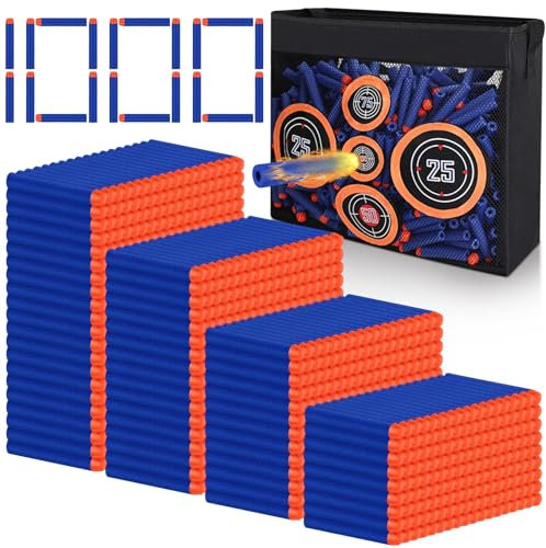 1000 Pfeile Darts Schaum Munition kompatibel passend für Nerf Gun Elite,Refill Kugeln passen für N-Strike Elite Series Blasters,Dart Zubehör mit Shooting Practice Target Toy Storage Mesh Bag