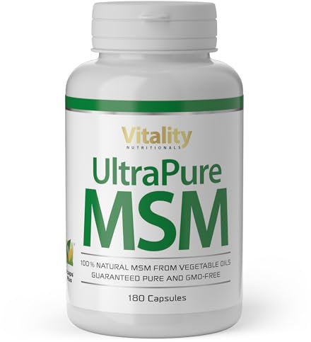MSM Hochdosiert, Ultra Pure MSM Kapseln mit 1000 mg Methylsulfonylmethan, 180 Kapseln für 6 Monate, ohne unnötige Zusätze Vitality Nutritionals by VitaminExpress