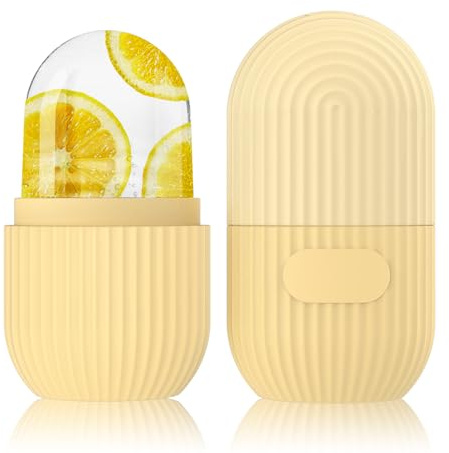 GeeRic Rouleaux de Glace en Silicone pour le Visage, Rouleau de Massage du Visage de Beauté Supprimer les Cernes Outils de Soin de la peau (Jaune)