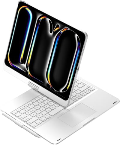 HENGHUI Étui pliable avec clavier tactile rotatif à 360° pour iPad Pro 11 M5/M4 2025/2024 avec pavé tactile rétroéclairé Argenté