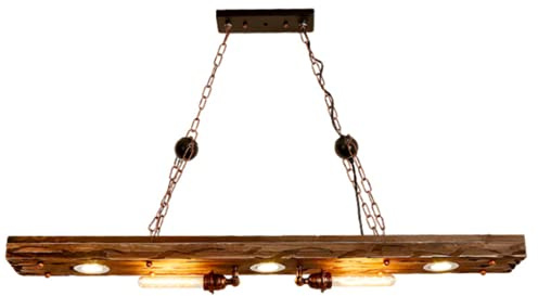 SSNCcNC Vintage Holz Pendelleuchte Retro Hängeleuchte industrielle Hängelampe Kronleuchter LED Lang Retro-Anhänger Licht Pendellampe Büro Wohnzimmer Loft Esszimmer L:120CM