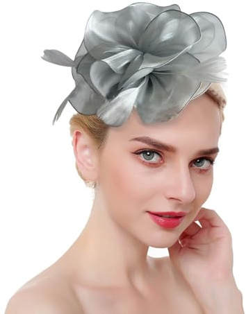 LumiSyne Fascinators Hut Für Damen Blume Tüll Bänder Federn Auf Einem Stirnband Und Einem Geteilten Clip Vintage Elegant Kopfbedeckung Kopfschmuck Für Cocktail Tea Party Hochzeit Prom Pferderennen