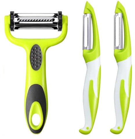 Potato Peeler for Kitchen, Julienne Vegetable Peeler,3 Pieces Stainless Steel Professional Peelers, Non-Slip, Suitable for Peeling for Potato, Apples, Carrots, Cucumber and Various Veg and Fruits