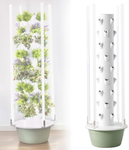 Inomhus Hydroponic Gardens Tower med LED Grow Lights, Hydroponic Tower med hydratiseringspump, adapter, nätkrukor, Tower Garden Hydroponics odling for örter och grönsaker(Nine Floors)