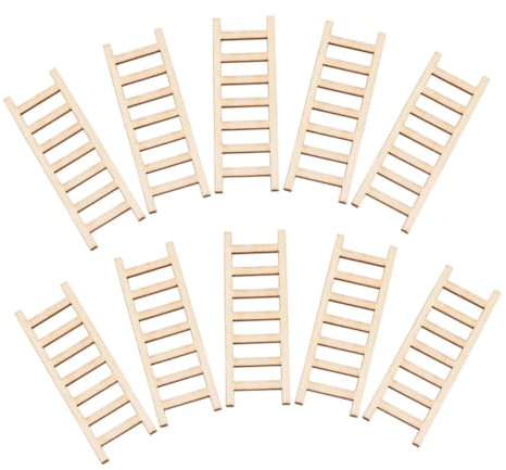 PHENOFICE 10pcs Miniature Wooden Ladders Dollhouse Furniture Models for Crafting Photography Micro Landscape Decor for DIY Projects and Miniature Scenes