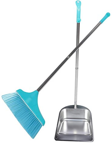 Anneome Escoba y Recogedor De Acero Inoxidable Juego De Limpieza Resistente y Durable Adecuado para Hogar y Oficina Kit De Recogida Práctico Accesorios De Limpieza Mango Ergonómico