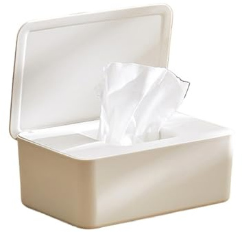Caja de toallas húmedas, Contenedor de plástico for toallitas húmedas y secas con tapa for uso doméstico(Medium)