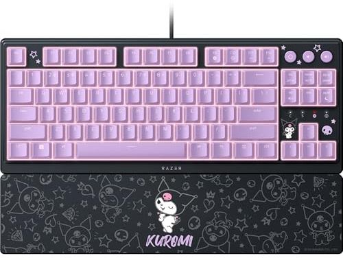 Razer Ornata V3 TKL Gaming Keyboard: Low-Profile Keys - Mecha-Membrane Switches - UV-Coated Keycaps - Backlit Media Keys - 8-Zone RGB Lighting - Magnetic Wrist Wrest - Kuromi Edition