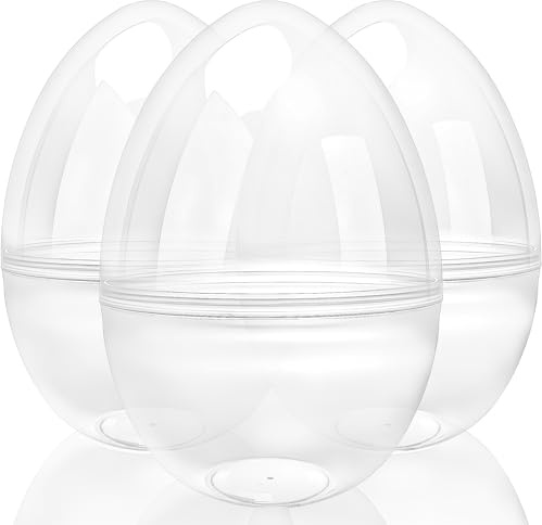 Restroma 3 Pcs 14 Inch Giant Clear Easter Eggs Giant Transparent Easter Eggs Large Plastic Egg for Easter Gift Baskets Hunt Decor