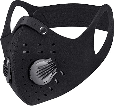PISIQI Half Face Shield Sports Face Shield Dustproof Mouth Guard with Valve Reusable Breathable Lightweight for Men and Women (Black A)