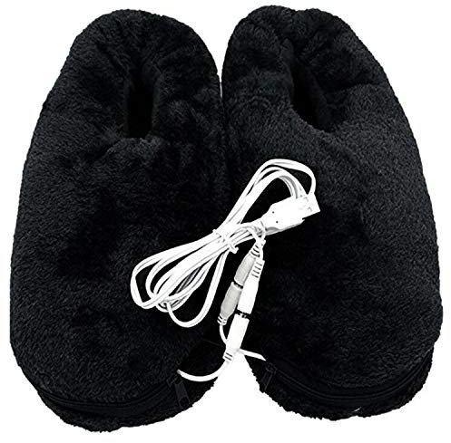 Scaldapiedi elettrico riscaldato, USB riscaldamento pantofole in peluche，Scaldapiedi invernale di artefatti,Risparmio energetico, sicurezza, mosto invernale (nero)